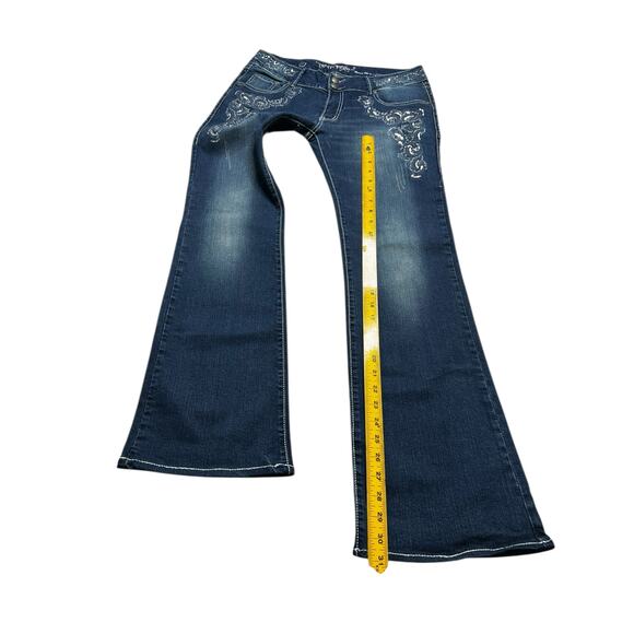 Y2K Trinity Ranch Women’s Jeans Sz 12 Dark Blue Bedazzled boho Western 30x31 - Picture 7 of 16